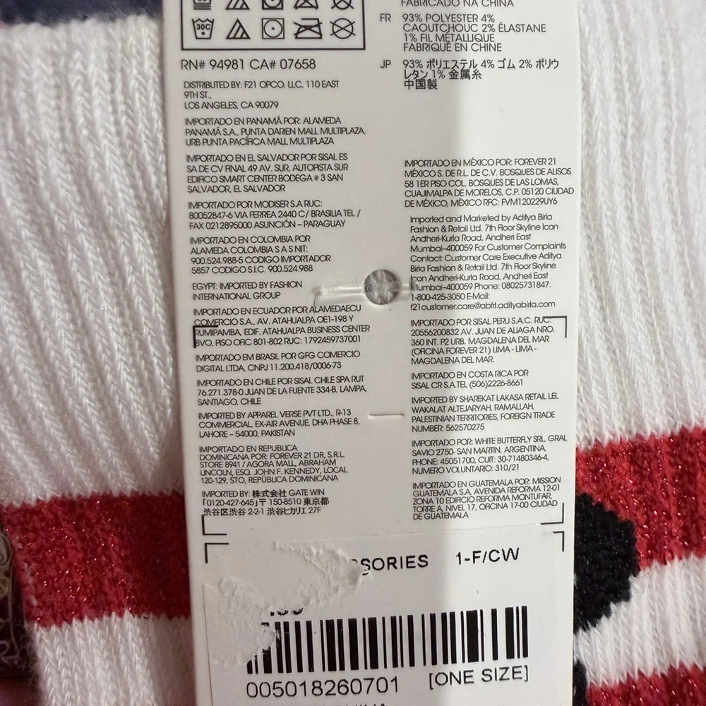 Disney x Forever 21 Red Striped Minnie Mouse Socks